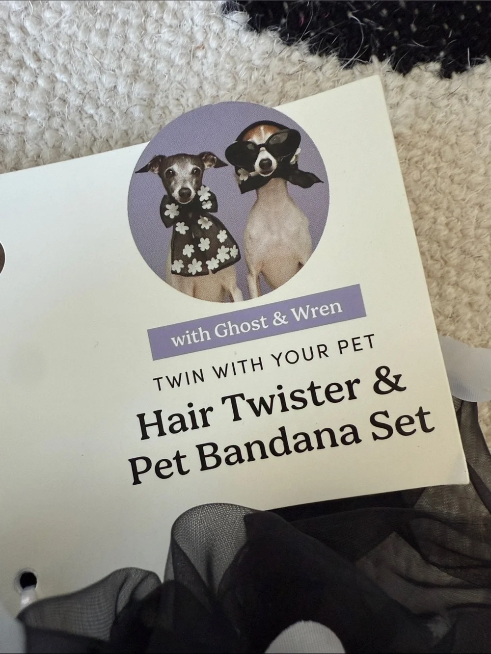 The Cuddle Collab Black Floral Hair Twister & Pet Bandana Set